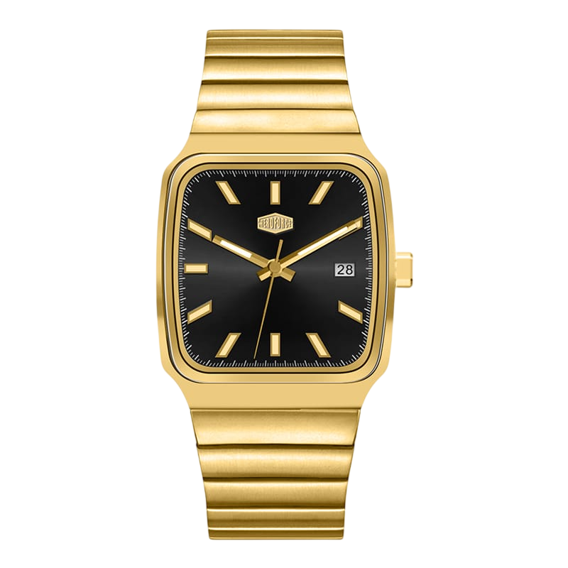 gold watch black dial