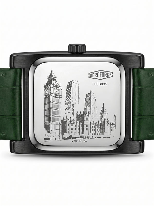HeroForce 5035P Jump-Hour - engraved case back, symmetrical strap, studio luxury