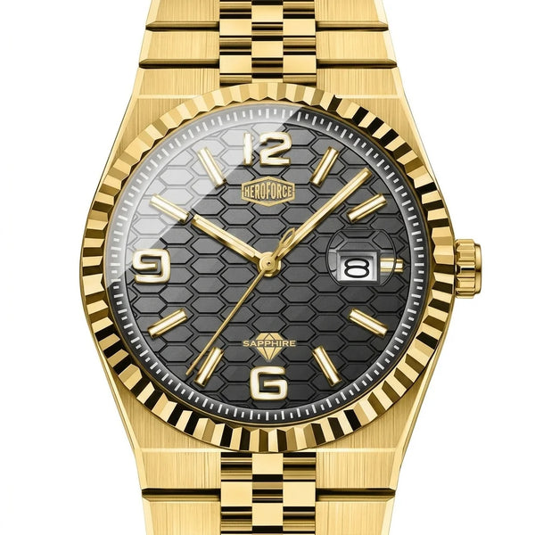 Heroforce 5036 Geometric - Geometric dial, textured metal, luxury timepiece