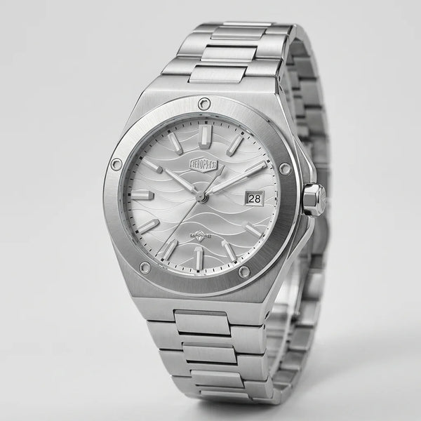 HeroForce 5039 Silver Light Edition – Men’s Wave Dial Stainless Steel Watch