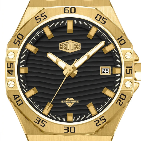 HeroForce 5043 Gold Light - Menβs Octagonal Wave Dial Quiet Luxury
