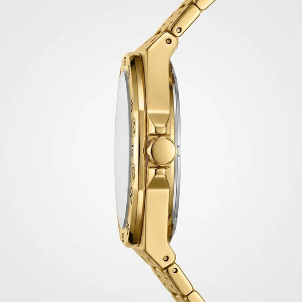 side view gold watch