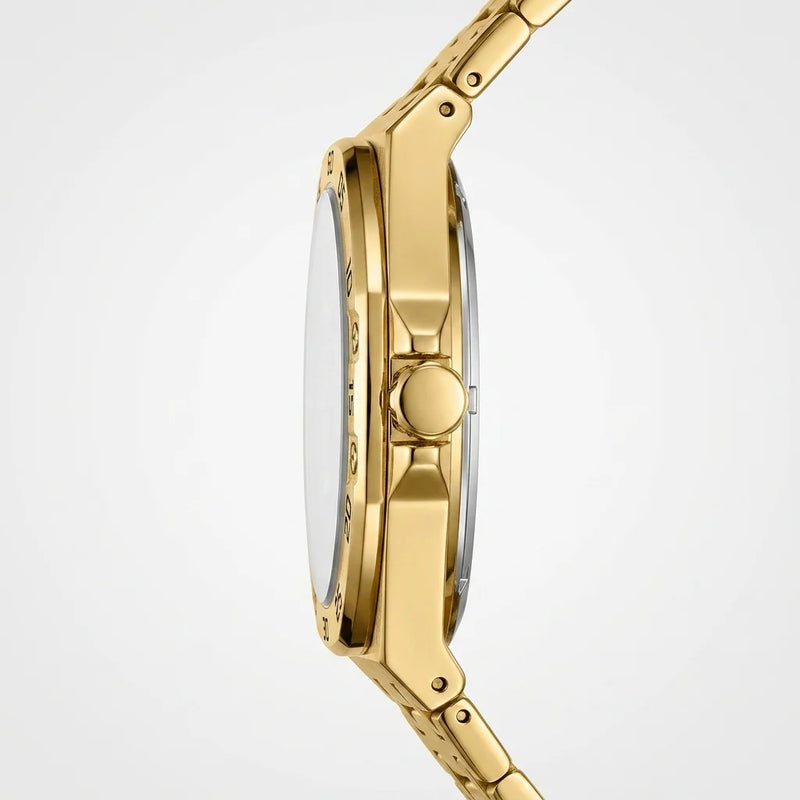 side view gold watch