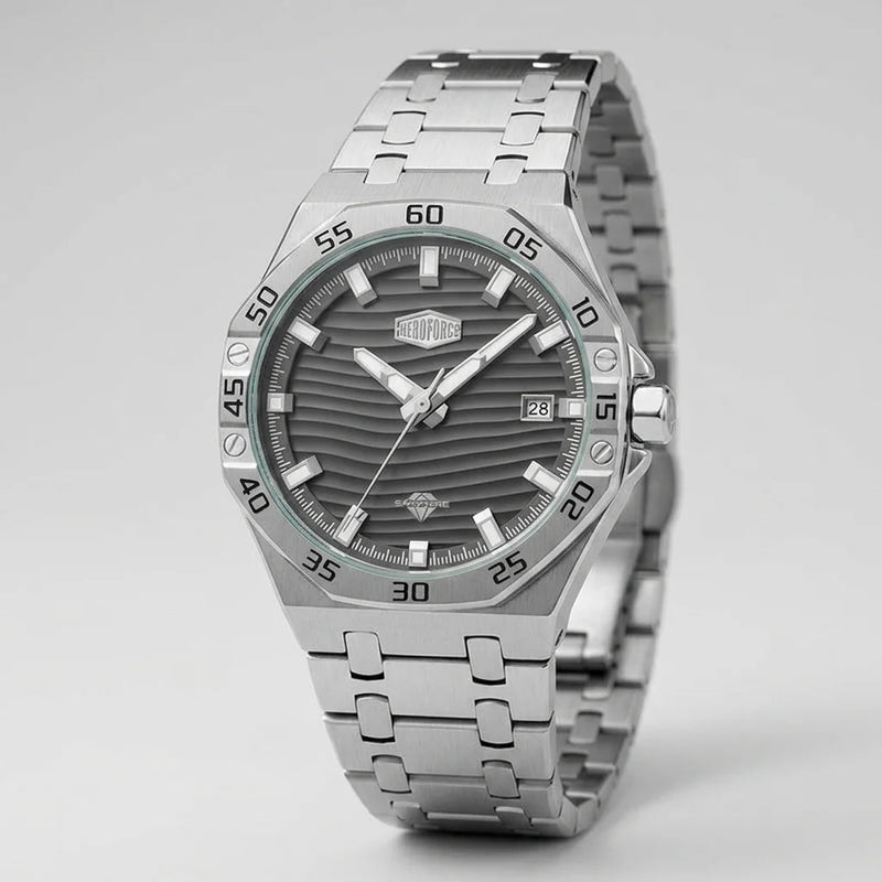 angled front view grey dial