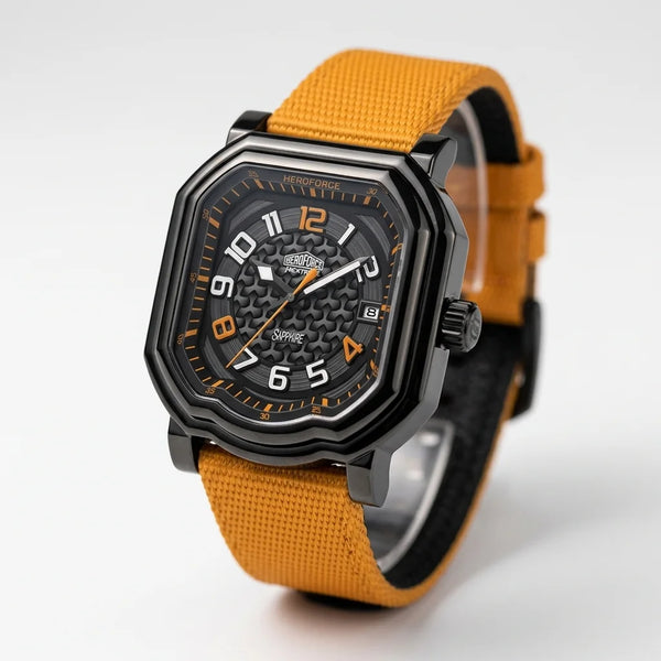 HeroForce 5051CP Men's Square Textured Dial Watch - Men's, Square, Textured, Luxury