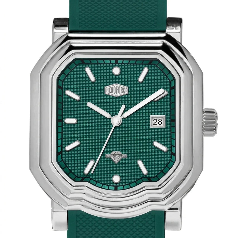 Heroforce 5051P Men's Bus - macro dial view, sharp markers hands, luxury style