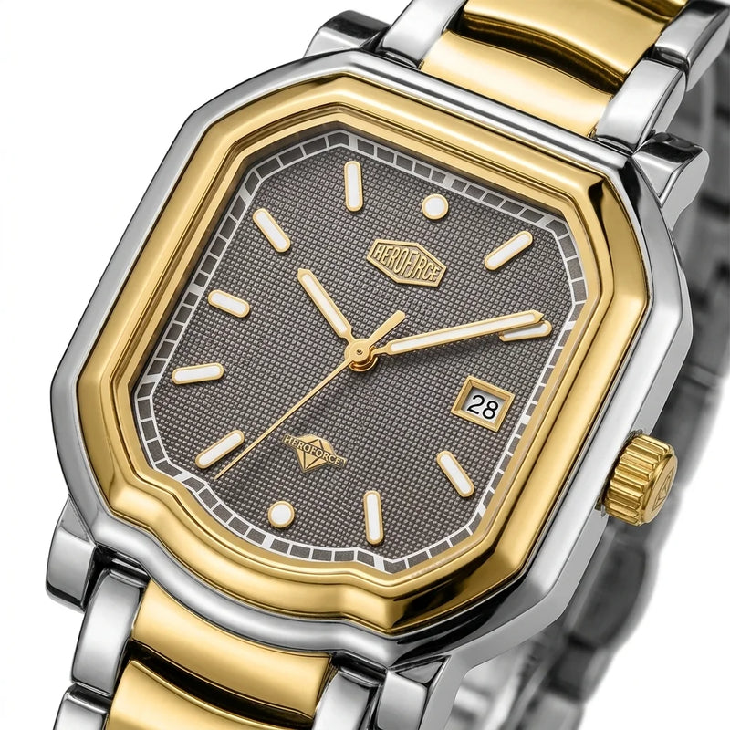HeroForce 5051S Two-Tone - dial close-up, crisp details, white background, luxury finish