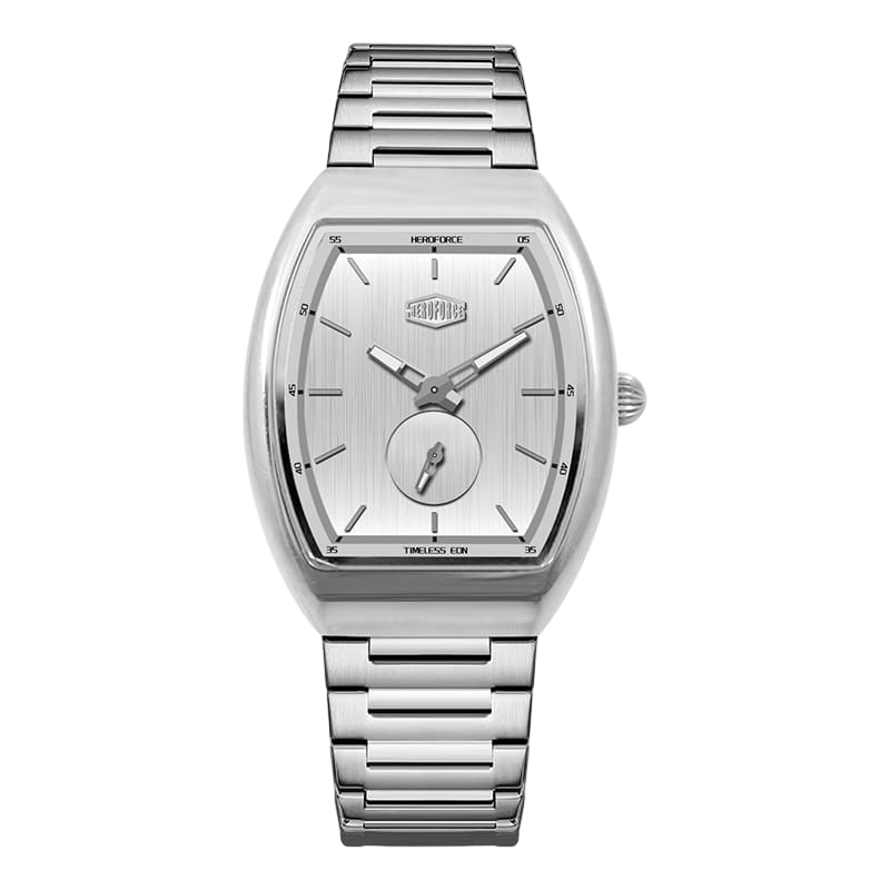silver dial metal watch