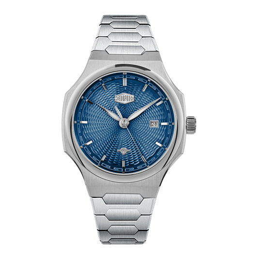 steel case blue dial