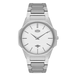 Heroforce 5037A Luxury Octagonal Watch Silver Steel Light Edition white dial silver accents