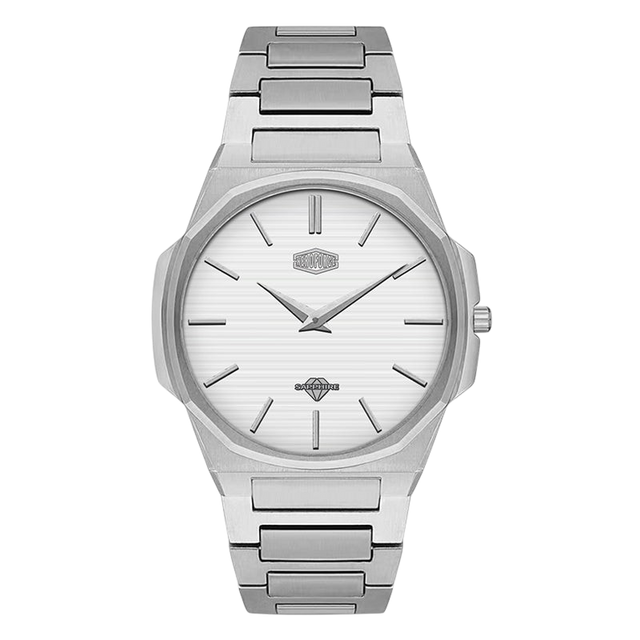Heroforce 5037A Luxury Octagonal Watch Silver Steel Light Edition white dial silver accents