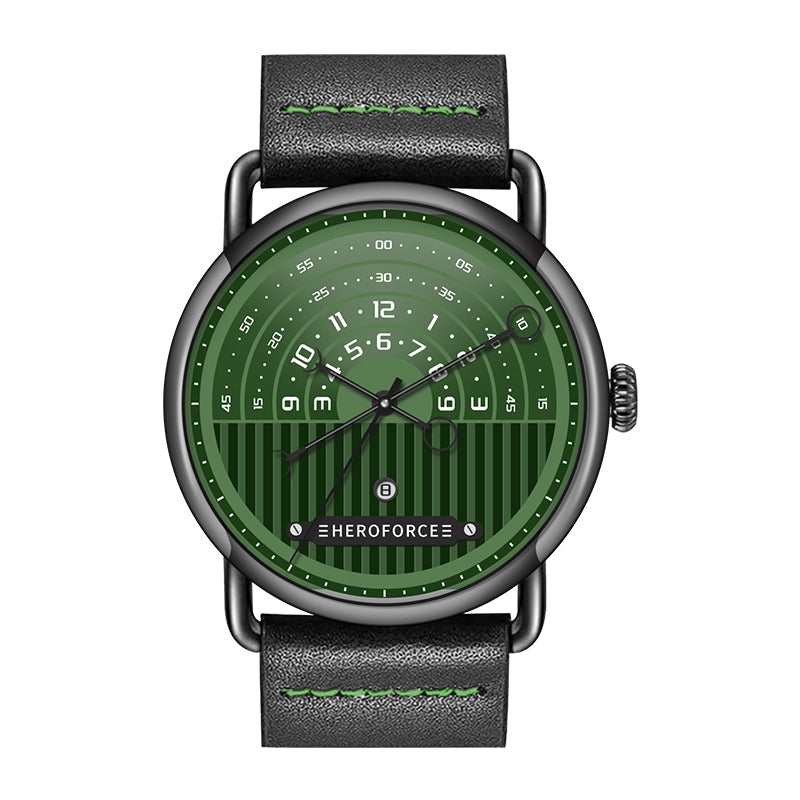 green dial, black case