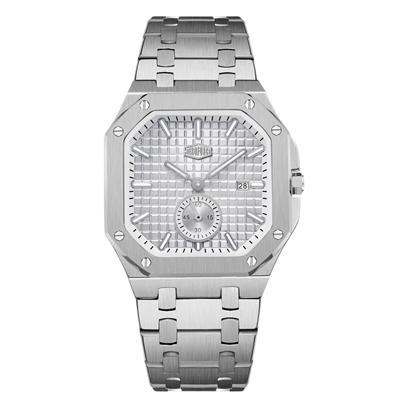 HEROFORCE Luxury Quartz Men's Watch - silver watch white dial