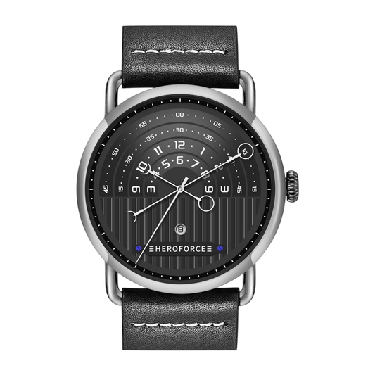 green dial, silver case