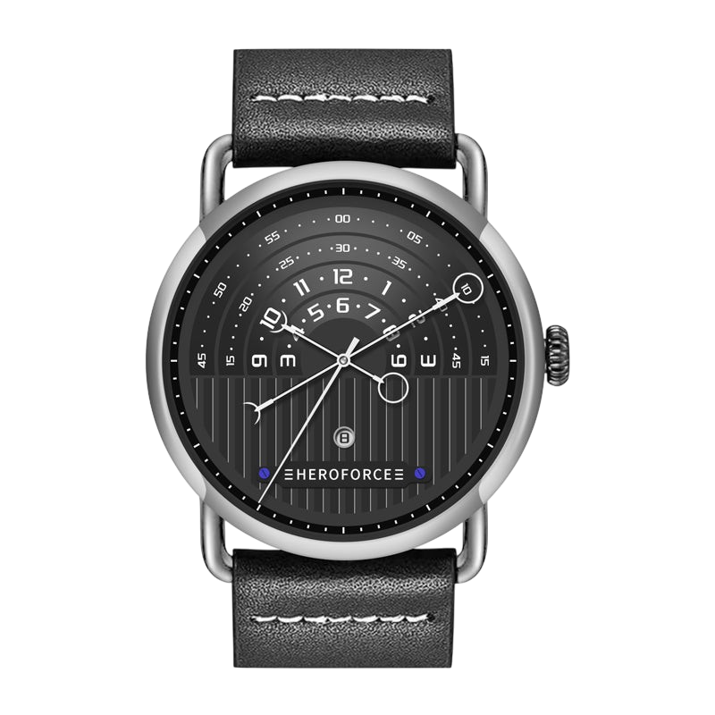 green dial, silver case