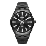 A black Herforce watch with a textured black ceramic or resin case and matching link-style strap, featuring a black dial with silver-tone hands, baton indices, and a date window at 3 o'clock.