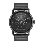 black dial, silver case