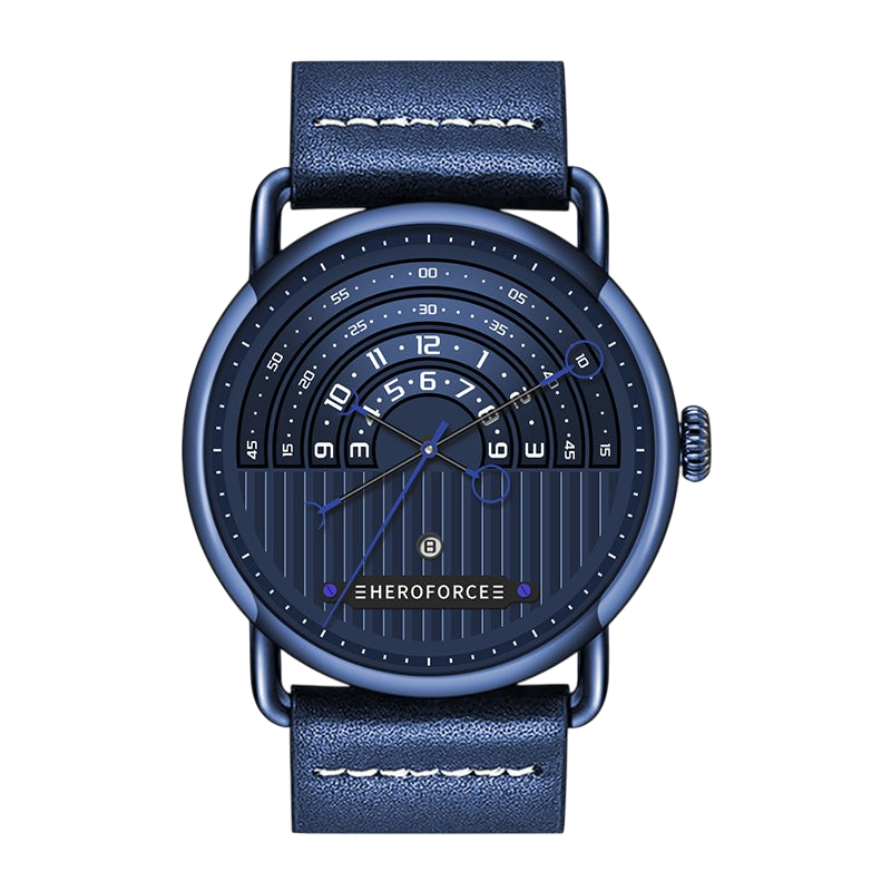 blue case, blue dial