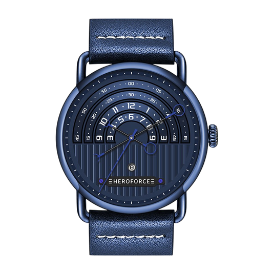 blue case, blue dial
