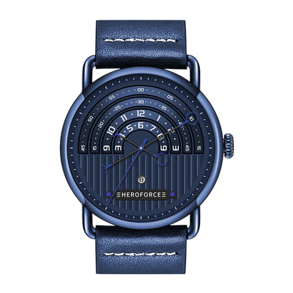 blue case, blue dial