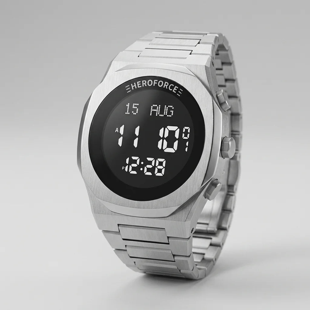 HeroForce 5013 STEELGLOW - silver watch angled view