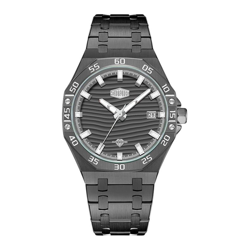 Black Silver dial watch