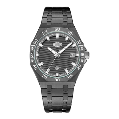 Black Silver dial watch