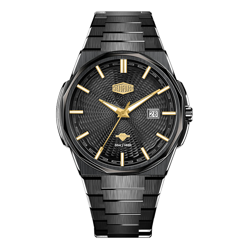 gold accents black steel