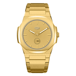 all gold watch, gold sunburst dial, small seconds