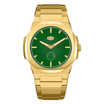 all gold watch, green sunburst dial, small seconds