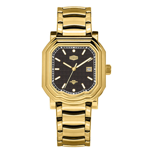 gold watch black dial