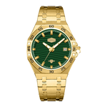 green wavy dial gold watch