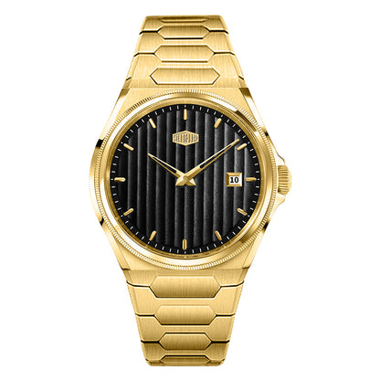 gold watch black dial