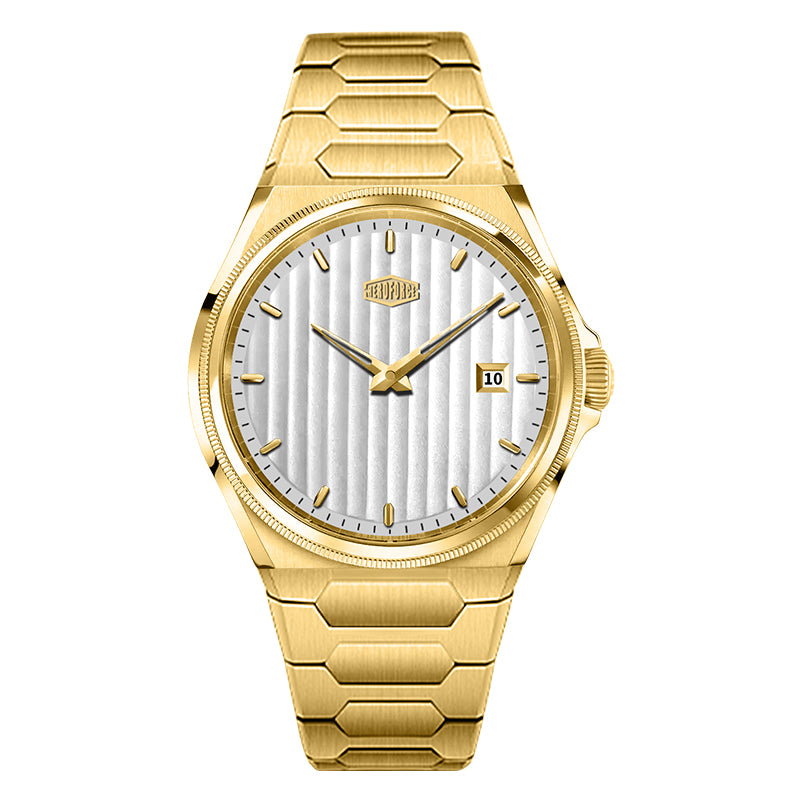 HeroForce 5012 Gold Light Edition - front view white dial