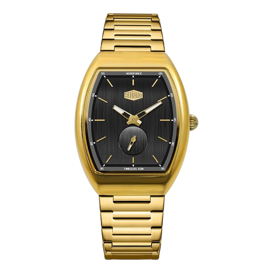 gold black dial watch