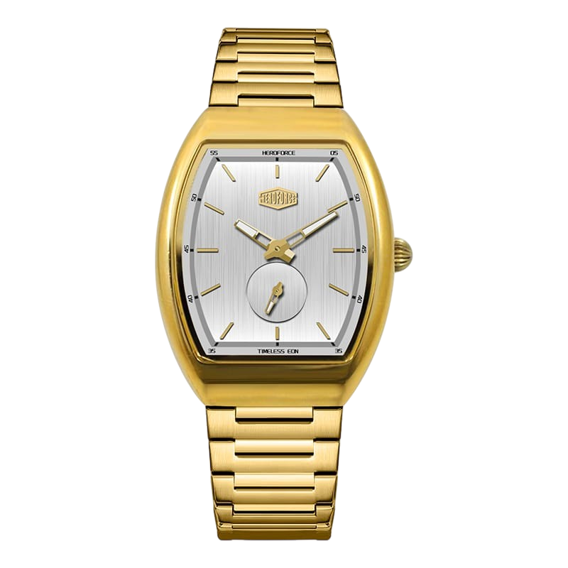 gold white dial watch
