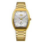 gold white dial watch