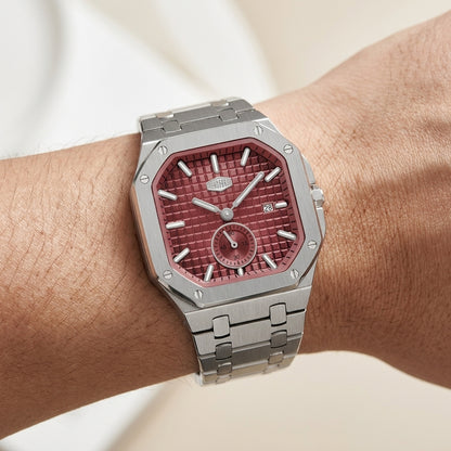 HEROFORCE 5025A HEROFORCE Luxury Quartz Men's Watch - red dial watch, on wrist
