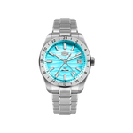 HeroForce 5056 Silver Light Edition GMT Stainless Steel Quartz Watch - light blue dial, steel watch, front view