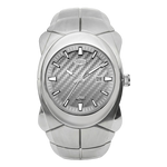 HEROFORCE 6039 - Silver-tone stainless steel wrist watch with a textured carbon-fiber-pattern dial, silver-tone bezel, and integrated link bracelet.