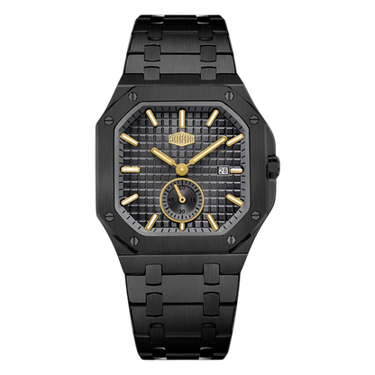 HEROFORCE Luxury Quartz Men's Watch - Black watch Gold hands