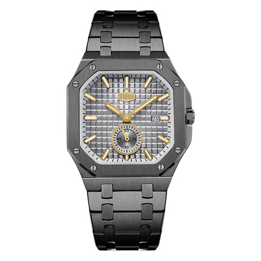 Heroforce 5025A Shadow Prestige Men's Quartz Watch - grey dial gold accents