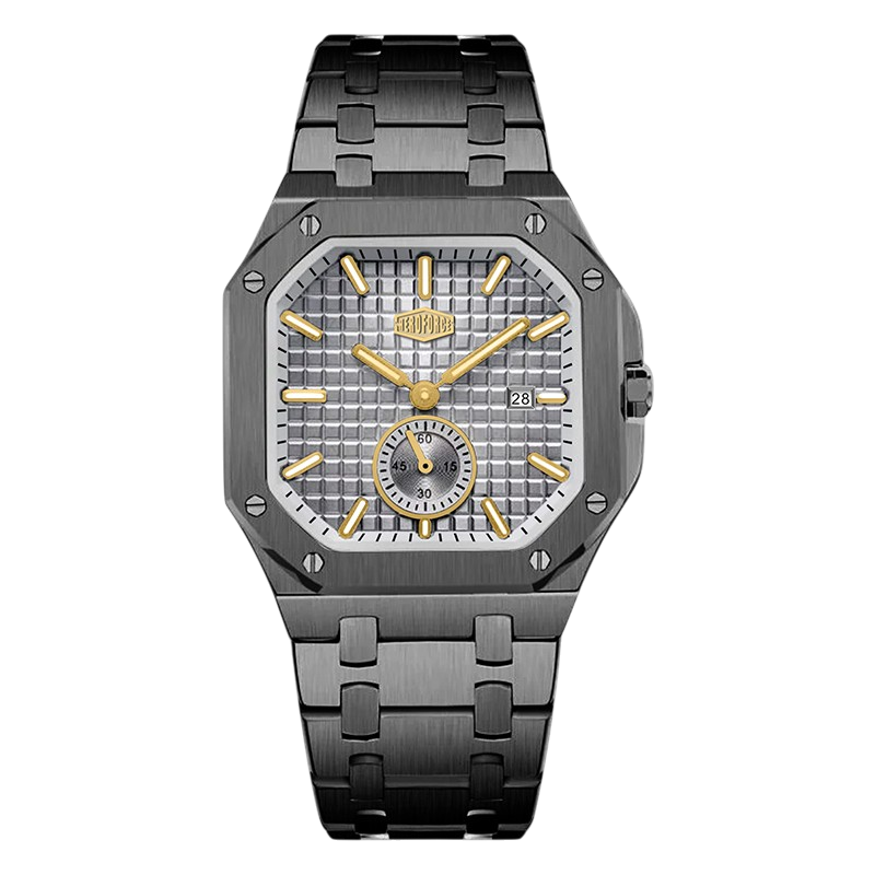 HEROFORCE Luxury Quartz Men's Watch - Black watch grey dial