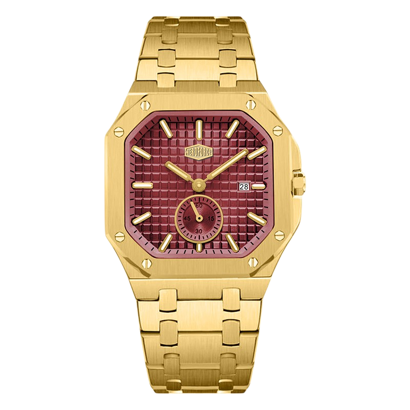 HEROFORCE Luxury Quartz Men's Watch - Gold watch Red dial