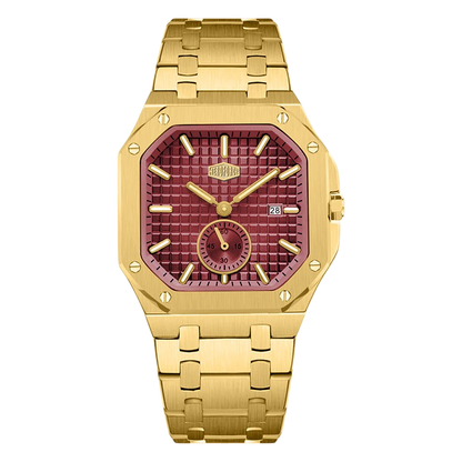 HEROFORCE Luxury Quartz Men's Watch - Gold watch Red dial