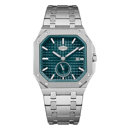 HEROFORCE Luxury Quartz Men's Watch - Silver watch Teal dial