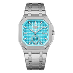 HEROFORCE Luxury Quartz Men's Watch - Silver watch Turquoise dial