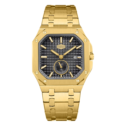 HEROFORCE Luxury Quartz Men's Watch - gold watch black dial