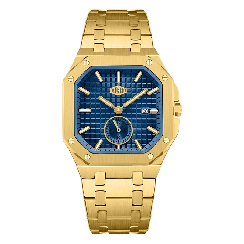HEROFORCE Luxury Quartz Men's Watch - gold watch blue dial