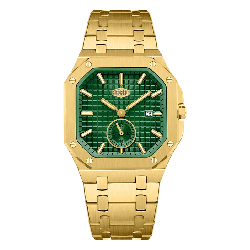HEROFORCE Luxury Quartz Men's Watch - gold watch green dial